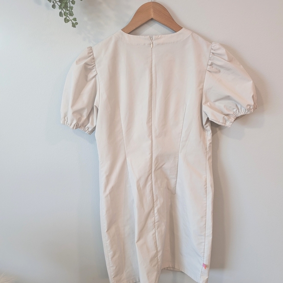 Ldt Cream Sheath Mini Dress with Puff Sleeves - Picture 7 of 11